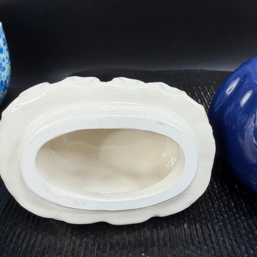 David's Cookies Ceramic‎ Purse Cookie Jar Mini Blue Handbag Lidded Trinket Box